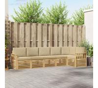 vidaXL Set di divani da esterno, 6 pezzi, beige, 306 x 128,5 x 73 cm, divano moderno da giardino, comodo set da patio, mobili sezionali per terrazza e lounge