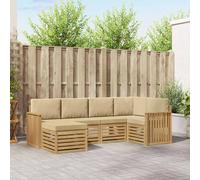 vidaXL Set di divani da esterno 6 pz Bianco e Beige Poliestere