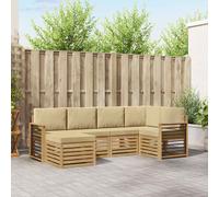 vidaXL Set di divani da esterno 6 pz Bianco e Beige Poliestere