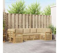 vidaXL Set di divani da esterno 6 pz Bianco e Beige Poliestere