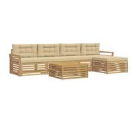 vidaXL Set di divani da esterno 6 pz Bianco e Beige Poliestere