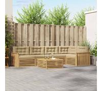 vidaXL Set di divani da esterno 6 pcs Bianco e Beige 79 x 79 x 37 cm, Divano Sezionale da Patio, Set Lounge Moderno, Mobili da Giardino Resistenti, Comodo per il Tuo Terrazzo