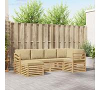 vidaXL Set di divani da esterno 6 pz Bianco e Beige Poliestere