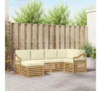 vidaXL Buiten bankenset 6 st Wit en crèmekleurig Polyester