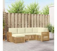 vidaXL Set di divani da esterno 6 pz Bianco e Crema Poliestere