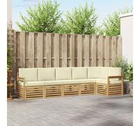 vidaXL Set divano da esterno 6 pezzi bianco e crema 306 x 128,5 x 73 cm, giardino, divano moderno da esterno, mobili per camera d'angolo, terrazza salotto, accogliente area salotto