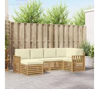 vidaXL Set di divani da esterno 6 pz Bianco e Crema Poliestere