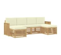 vidaXL Buiten bankenset 6 st Wit en crèmekleurig Polyester