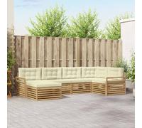 vidaXL Set di divani da esterno 6 pz Bianco e Crema Poliestere
