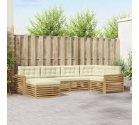 vidaXL Set di divani da esterno 6 pz Bianco e Crema Poliestere