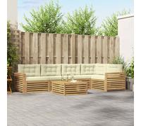vidaXL Set di divani da esterno 6 pcs Bianco e Crema 79 x 79 x 37 cm, Divano Sezionale da Patio, Set Lounge Moderno, Mobili da Giardino Resistenti, Comodo per il Tuo Terrazzo