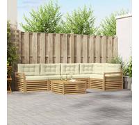 vidaXL Set di divani da esterno 6 pz Bianco e Crema Poliestere