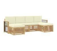 vidaXL Set di divani da esterno 6 pz Bianco e Crema Poliestere