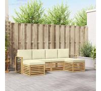 vidaXL Set di divani da esterno 6 pz Bianco e Crema Poliestere