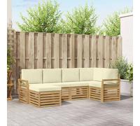 vidaXL Buiten bankenset 6 st Wit en crèmekleurig Polyester