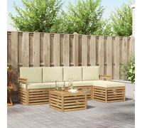 vidaXL Set di divani da esterno 6 pcs Bianco e Crema 59 x 59 x 37 cm, Arredamento da giardino, divano moderno all'aperto, set angolare, lounge patio, comfort per terrazza
