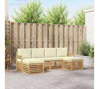 vidaXL Buiten bankenset 6 st Wit en crèmekleurig Polyester