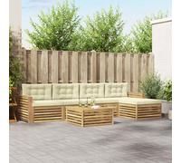 vidaXL Set di divani da esterno 6 pz Bianco e Crema Poliestere