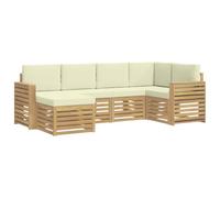 vidaXL Buiten bankenset 6 st Wit en crèmekleurig Polyester