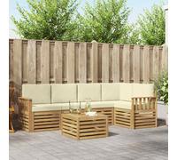 vidaXL Set di divani per esterni, 6 pezzi, bianco e crema, mobili da giardino, divano componibile moderno, sedili lounge all'aperto, set terrazza per il comfort