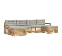 vidaXL Set di divani da esterno 6 pz Bianco e Grigio Chiaro