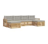 vidaXL Set di divani da esterno 6 pz Bianco e Grigio Chiaro