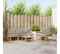 vidaXL Set di divani da esterno 6 pz Bianco e Grigio Chiaro Poliestere