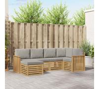 vidaXL Set di divani da esterno 6 pz Bianco e Grigio Chiaro Poliestere