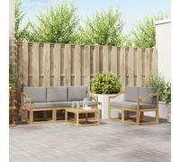 vidaXL Set di divani da esterno 6 pz Bianco e Grigio Chiaro Poliestere