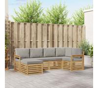 vidaXL Set di divani da esterno 6 pz Bianco e Grigio Chiaro Poliestere