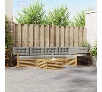 vidaXL Set di divani da esterno 6 pz Bianco e Grigio Chiaro Poliestere