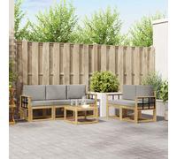 vidaXL Set di divani da esterno 6 pz Bianco e Grigio Chiaro Poliestere