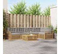 vidaXL Set di divani da esterno 6 pz Bianco e Grigio Chiaro Poliestere