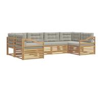 vidaXL Set di divani da esterno 6 pz Bianco e Grigio Chiaro Poliestere