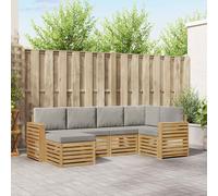 vidaXL Set di divani da esterno 6 pz Bianco e Grigio Chiaro Poliestere