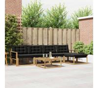 vidaXL Set di divani per esterni, 6 pezzi, bianco e nero, divano moderno in Acacia, sedili modulari resistenti alle intemperie, set da giardino confortevole, mobili da terrazza