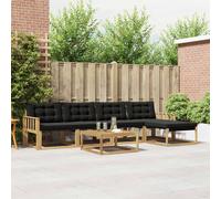vidaXL Set di divani da esterno, 6 pezzi, bianco e nero, divano moderno in legno di acacia, mobili da giardino resistenti alle intemperie, set modulare comodo per il patio