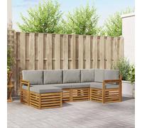 vidaXL Set di divani da esterno 6 pz Grigio Naturale e Chiaro
