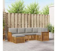 vidaXL Set di divani da esterno 6 pz Grigio Naturale e Chiaro
