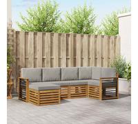 vidaXL Set di divani da esterno 6 pz Grigio Naturale e Chiaro