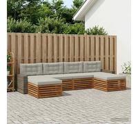 vidaXL Set di divani con cuscino in legno massello di acacia, set di divani in legno di acacia, design modulare per terrazza, comode sedie a sdraio da giardino, mobili da giardino, divani