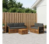 vidaXL Set divani con cuscino 6 pcs Legno di Acacia Massello, Divano da giardino, resistente, mobile moderno per patio, set per rilassamento all'aperto, comfort nel terrazzo