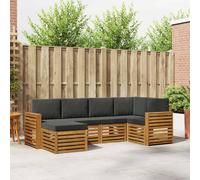 vidaXL Set di divani da esterno 6 pz Naturale e Antracite Poliestere