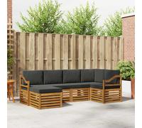 vidaXL Set di divani da esterno 6 pz Naturale e Antracite Poliestere