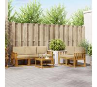 vidaXL Set di divani da esterno 6 pz Naturale e Beige