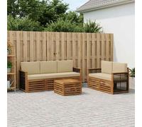 vidaXL Set divani con cuscino 6 pcs Legno di Acacia Massello, Divano da giardino, resistente, mobile moderno per patio, set per rilassamento all'aperto, comfort nel terrazzo