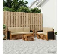 vidaXL Set divani con cuscino 6 pcs Legno di Acacia Massello, Divano da giardino, resistente, mobile moderno per patio, set per rilassamento all'aperto, comfort nel terrazzo