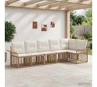 vidaXL Set di divani da esterno 6 pz Naturale e Bianco Crema