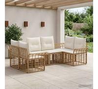 vidaXL Set di divani da esterno 6 pz Naturale e Bianco Crema