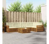 vidaXL Set di divani da esterno 6 pz Naturale e Crema